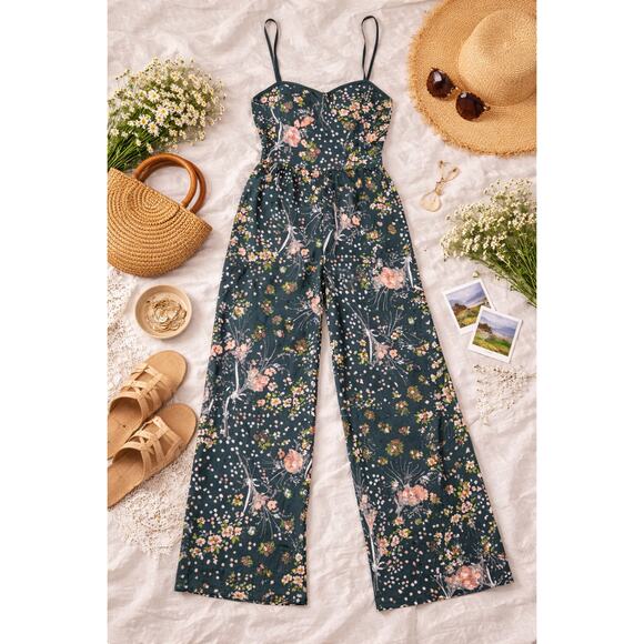 Band of Gypsies Pants - Band of Gypsies Floral Wide Leg Romper XS Boho Spring Festival Jumpsuit
